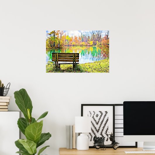 Schöne Herbstlaub und ein Reflektionssee Poster (Heimbüro)