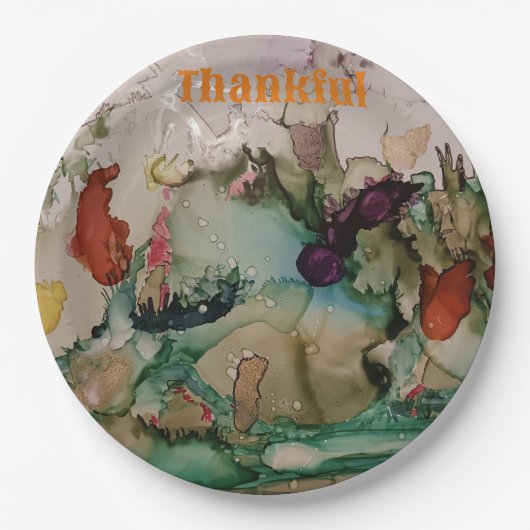 Schöne Herbstmalerei Dankbare Teller (Vorderseite)