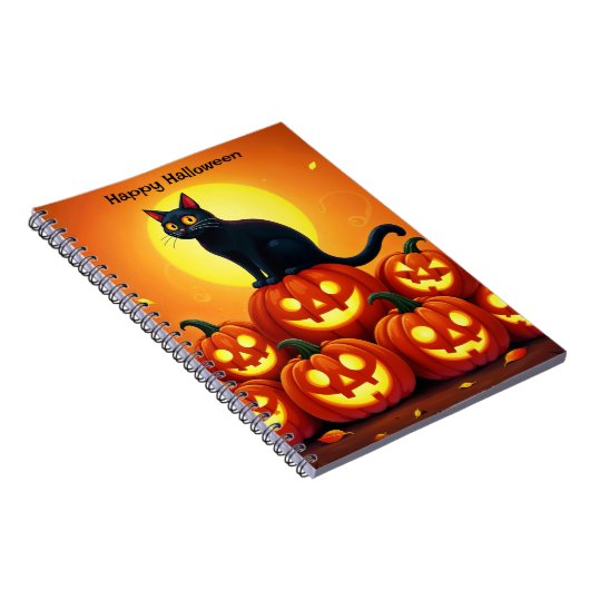 Schöne Herbstnacht mit glühenden Kürbissen Notizblock (Rechte Seite)