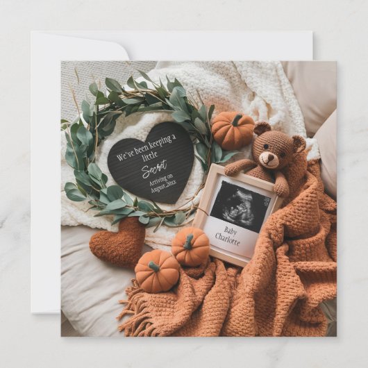Schöne Herbstschwangerschaftsankündigung Einladung (Vorderseite)