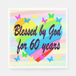 SCHÖNE HERZEN 60. GEBURTSTAGSBLESSINGS PAPIER NAPK SERVIETTE