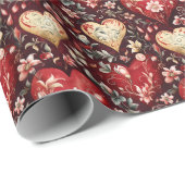 Schöne Herzen und Blume Vintag Geschenkpapier (Rolleneckpunkt)