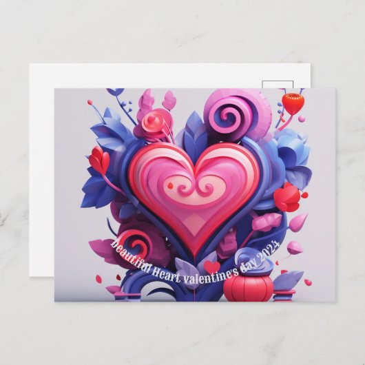 Schöne Herzvalentinstag Postkarte (Vorne/Hinten)