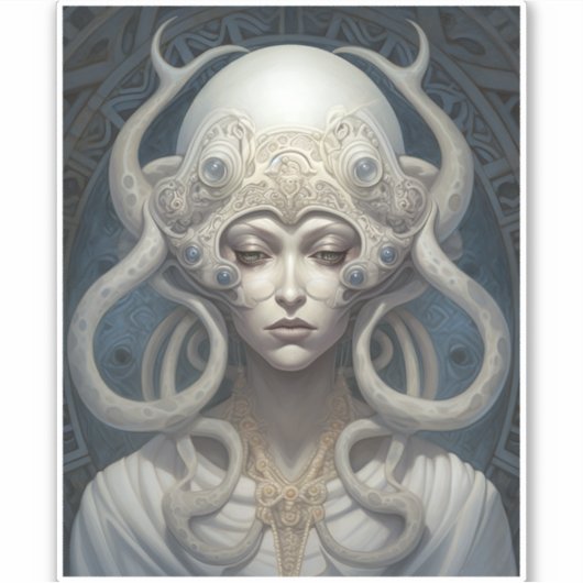 Schöne Hexe Dämon Königin Fantasy Kunst Aufkleber (Vorderseite)