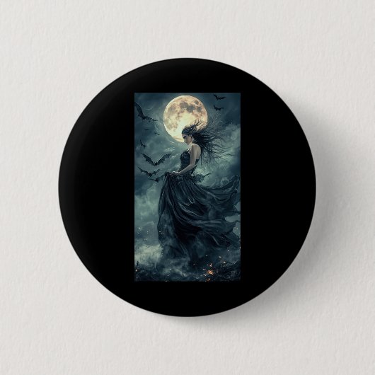 Schöne Hexe Gothic Fantasy Vampire Moonlight 1 Button (Vorderseite)