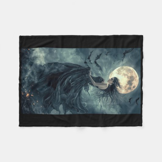 Schöne Hexe Gothic Fantasy Vampire Moonlight 1 Fleecedecke (Vorderseite (Horizontal))