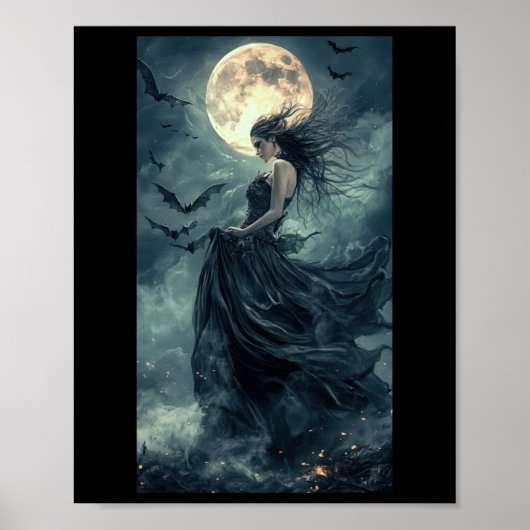 Schöne Hexe Gothic Fantasy Vampire Moonlight 1 Poster (Vorne)
