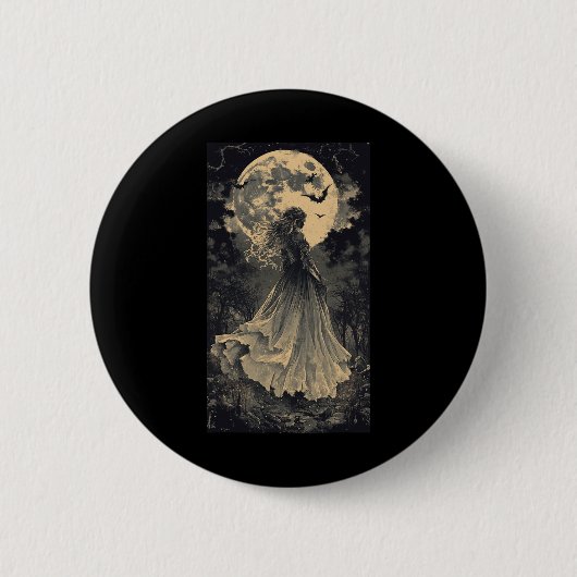 Schöne Hexe Gothic Fantasy Vampire Moonlight Button (Vorderseite)