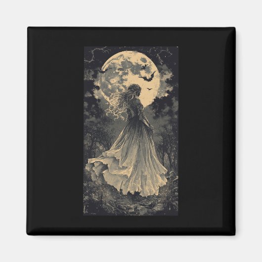 Schöne Hexe Gothic Fantasy Vampire Moonlight Magnet (Vorne)