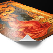 Schöne Hexe Vintag Halloween Gruß Fotodruck (Ecke)