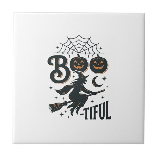 Schöne Hexen Halloween Vintage Gravur Design Fliese (Vorderseite)