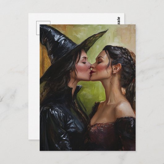 Schöne Hexen Kiss Postkarte (Vorne/Hinten)