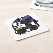 Schöne Hexen Schwarze Katze Rechteckiger Pappuntersetzer (angewinkelt)