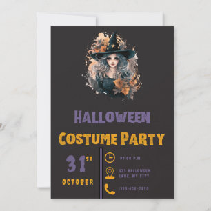 Schöne Hexenhut-Sterne Moderne schwarze Halloween Einladung