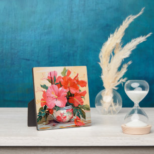 Schöne Hibiskus-Blume, rosa/rot, Fotoplatte