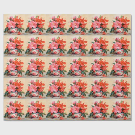 Schöne Hibiskus-Blume, rosa/rot, Geschenkpapier (Flach)