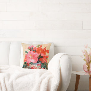 Schöne Hibiskus-Blume, rosa/rot, Kissen