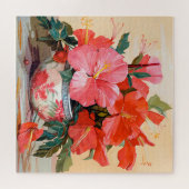 Schöne Hibiskus-Blume, rosa/rot, Puzzle (Horizontal)