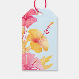 Schöne Hibiskus | Tropische Blume Aquarell Geschenkanhänger
