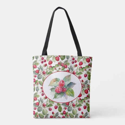 Schöne Himbeeren Aquarellkunst Tasche (Rückseite)