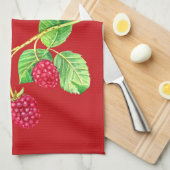 Schöne Himbeeren auf grünen Blätter Geschirrtuch (Viertel Falte)