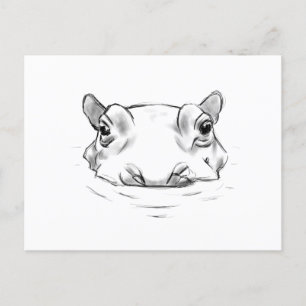Schöne Hippo-Skizze Postkarte