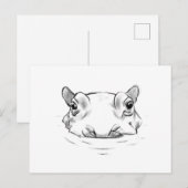 Schöne Hippo-Skizze Postkarte (Vorne/Hinten)