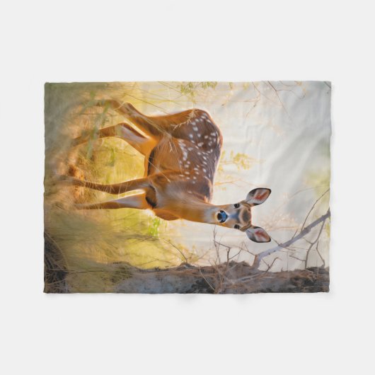 Schöne Hirsche im Waldlandschaftsdesign Fleecedecke (Vorderseite (Horizontal))