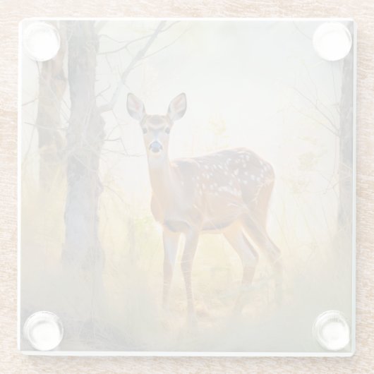 Schöne Hirsche im Waldlandschaftsdesign Glasuntersetzer (Rückseite)