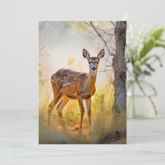 Schöne Hirsche im Waldlandschaftsdesign Karte (Stehend Vorderseite)