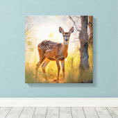 Schöne Hirsche im Waldlandschaftsdesign Leinwanddruck (Insitu (Holzboden))