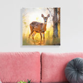 Schöne Hirsche im Waldlandschaftsdesign Leinwanddruck (Insitu (Wohnzimmer))