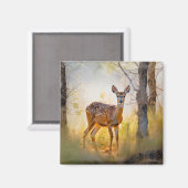 Schöne Hirsche im Waldlandschaftsdesign Magnet (Vorderseite/Rückseite)