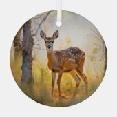 Schöne Hirsche im Waldlandschaftsdesign Ornament Aus Glas (Rückseite)