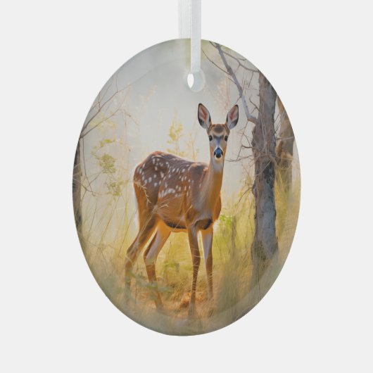 Schöne Hirsche im Waldlandschaftsdesign Ornament Aus Glas (Vorderseite Rechts)