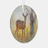 Schöne Hirsche im Waldlandschaftsdesign Ornament Aus Glas (Vorderseite links)