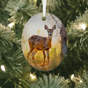 Schöne Hirsche im Waldlandschaftsdesign Ornament Aus Metall