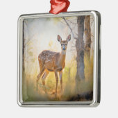 Schöne Hirsche im Waldlandschaftsdesign Ornament Aus Metall (Links)