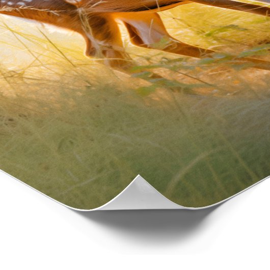 Schöne Hirsche im Waldlandschaftsdesign Poster (Ecke)