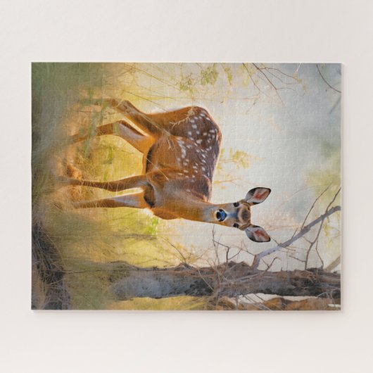 Schöne Hirsche im Waldlandschaftsdesign Puzzle (Horizontal)