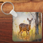 Schöne Hirsche im Waldlandschaftsdesign Schlüsselanhänger (Vorderseite)