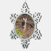 Schöne Hirsche in der Waldnaturfotografie Schneeflocken Zinn-Ornament (Rechts)