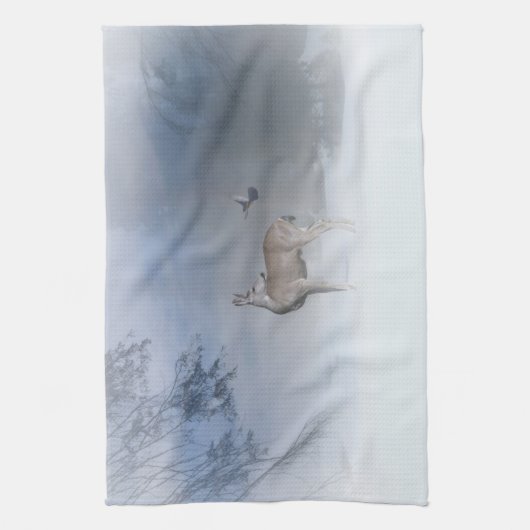 Schöne Hirsche und Jay in den Schneeschuhtotüchern Handtuch (Vertikal)