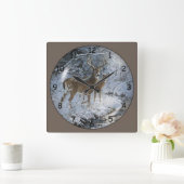 Schöne Hirschfamilie Quadratische Wanduhr (Zuhause)