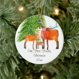 Schöne Hirschfamilie zuerst Keramik Ornament