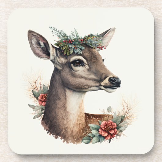 Schöne Hirschwintertage/Weihnachten Untersetzer (Vorderseite)
