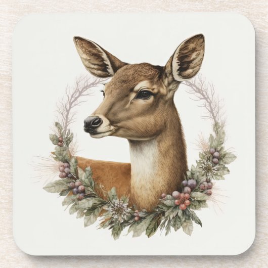Schöne Hirschwintertage/Weihnachten Untersetzer (Vorderseite)