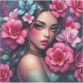 Schöne hispanische Anime-Frau Aufkleber (Vorderseite)