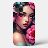 Schöne hispanische Anime-Frau Case-Mate iPhone Hülle (Rückseite)