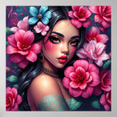 Schöne hispanische Anime-Frau Poster (Vorne)